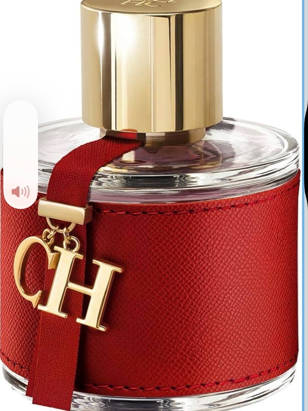 Carolina Herrera Red Leather-Wrap Accent Bottle with Gold CH Charm